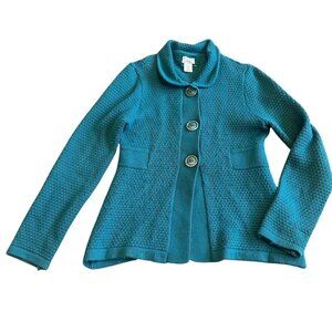 LL Bean Teal Button-Down Cardigan Sweater Vintage Angora Cotton Size XS Women's